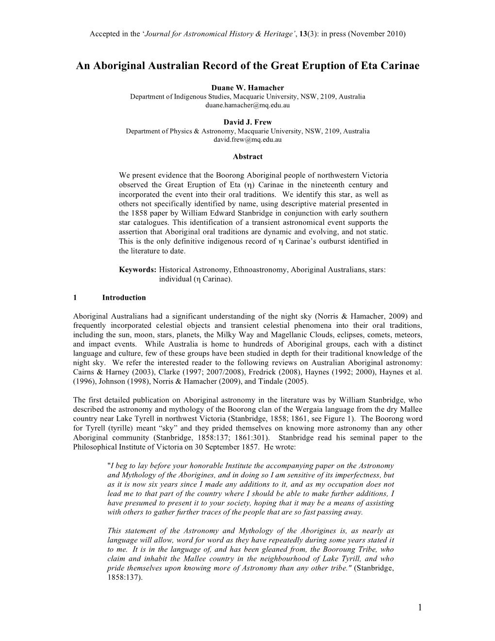 An Aboriginal Australian Record of the Great Eruption of Eta Carinae