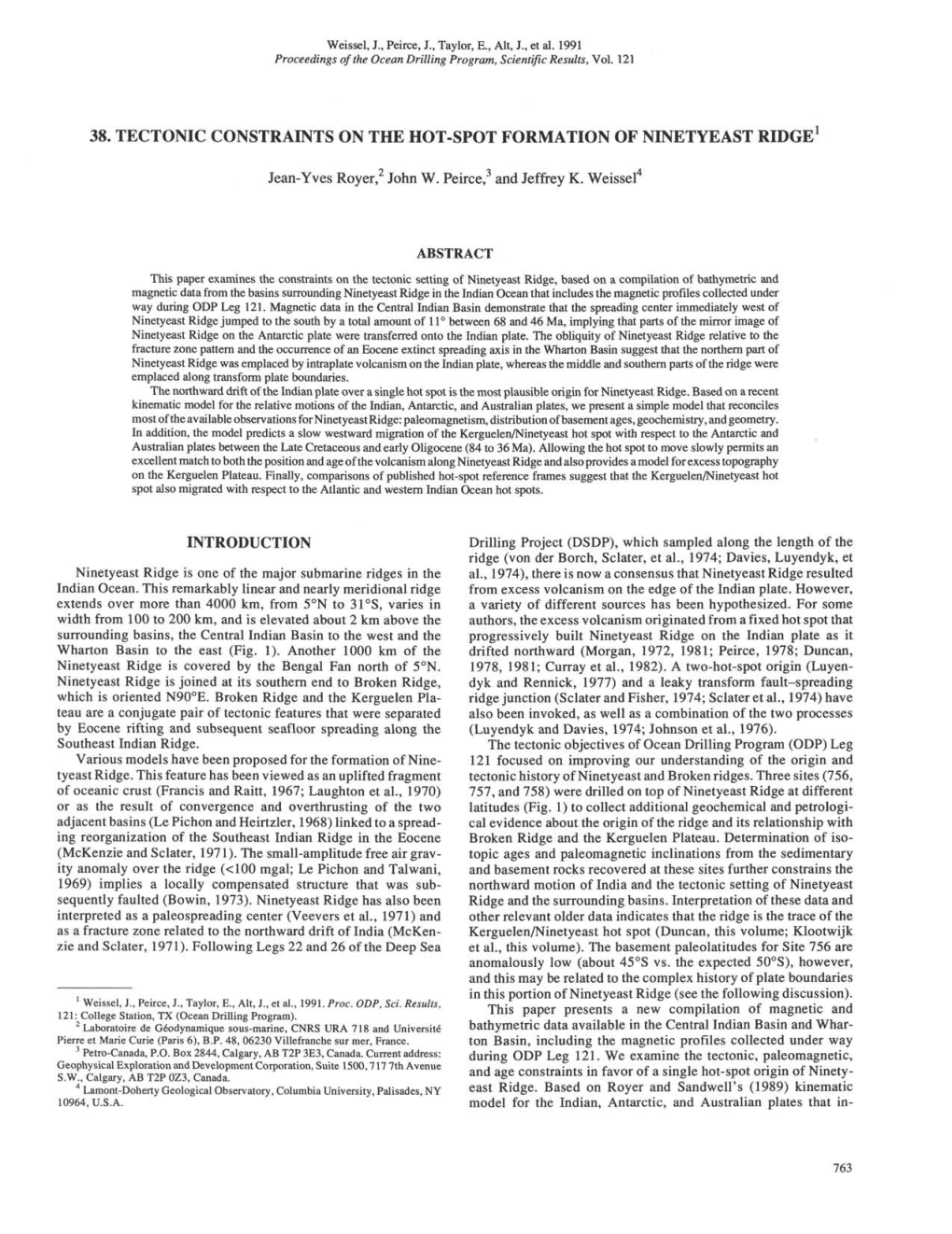 38. Tectonic Constraints on the Hot-Spot Formation of Ninetyeast Ridge1