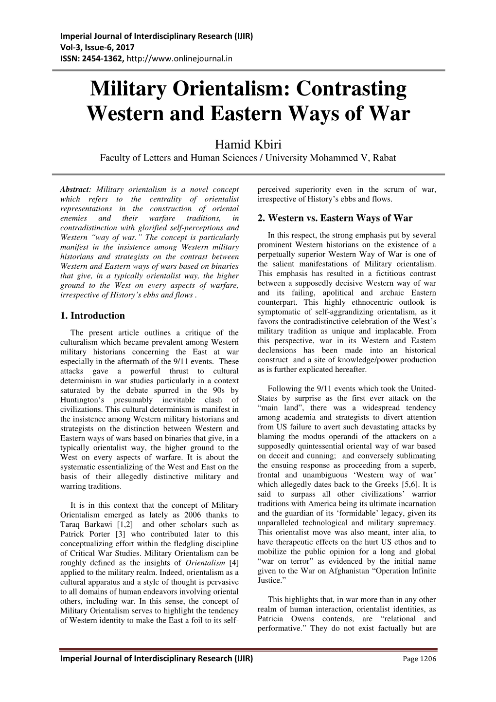 Military Orientalism: Contrasting Western and Eastern Ways of War