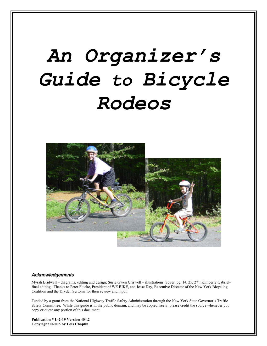 An Organizer's Guide to Bicycle Rodeos