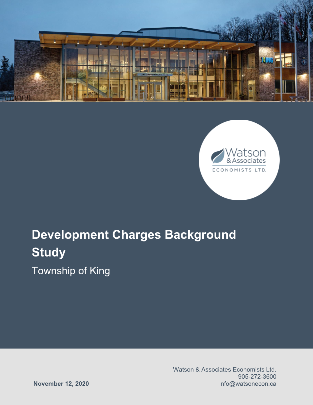 Development Charges Background Study Township of King