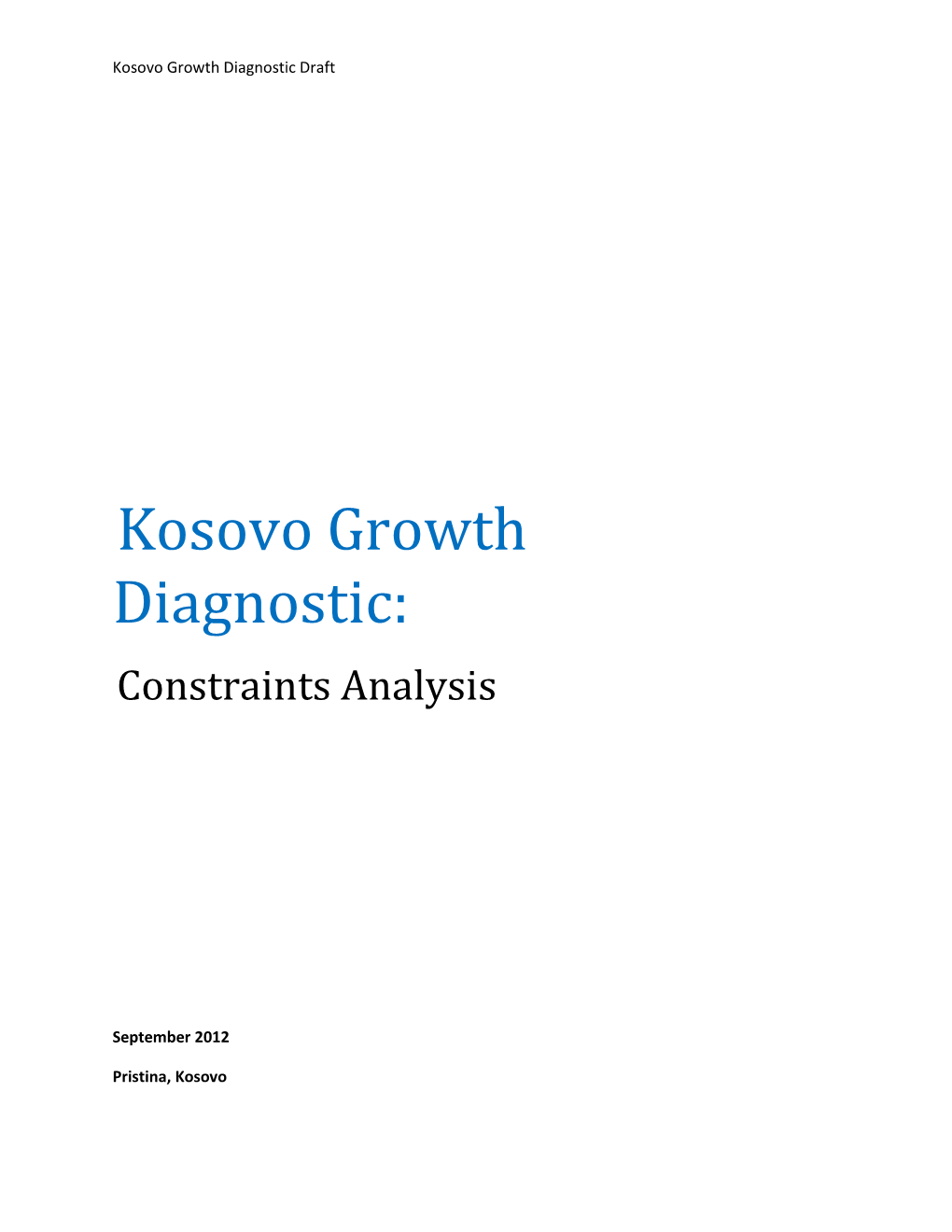 Kosovo Growth Diagnostic