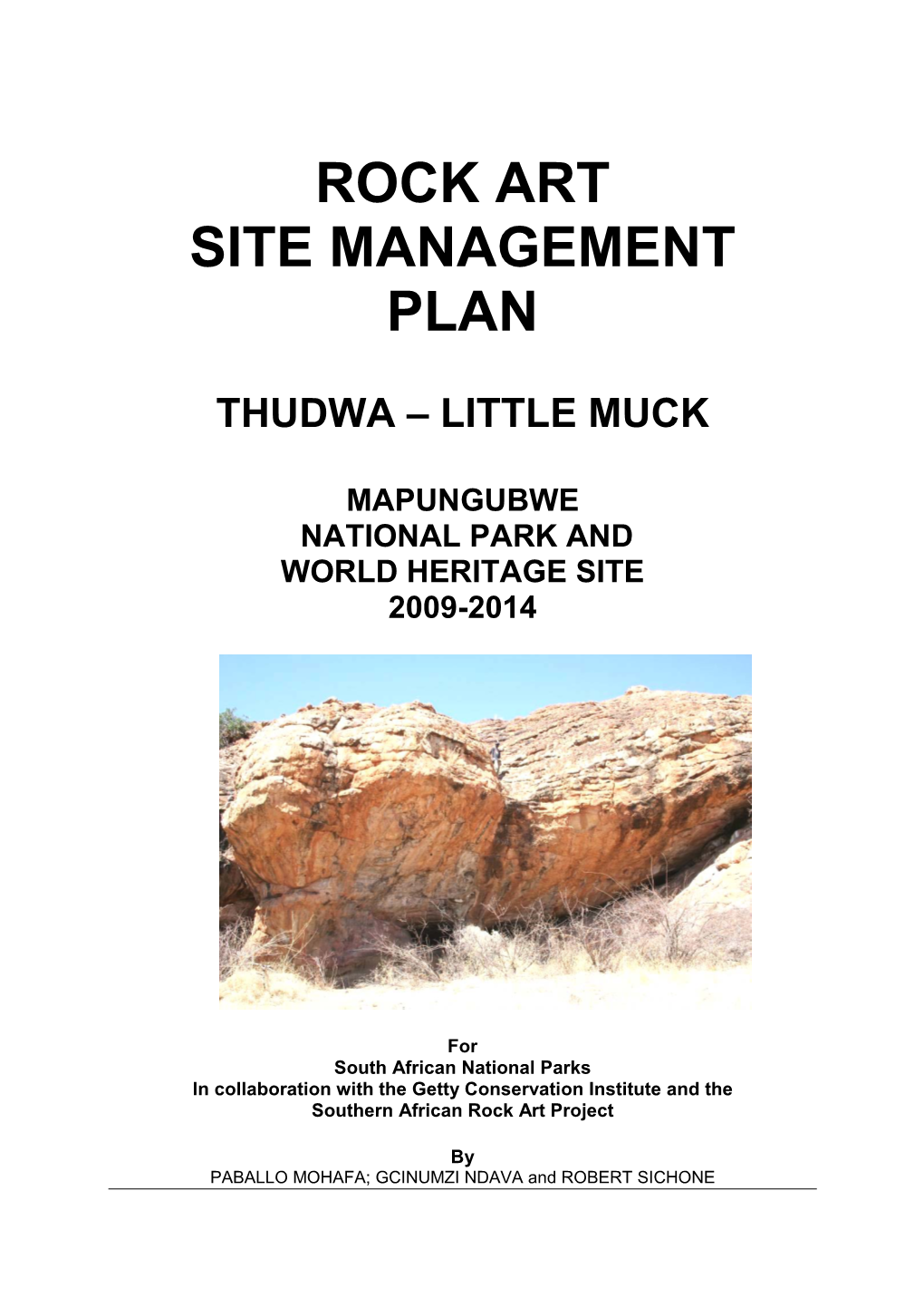 Rock Art Site Management Plan