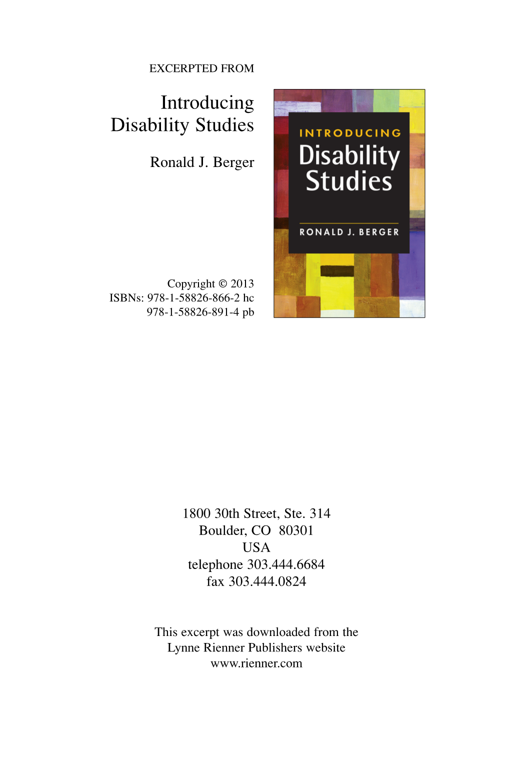 Introducing Disability Studies