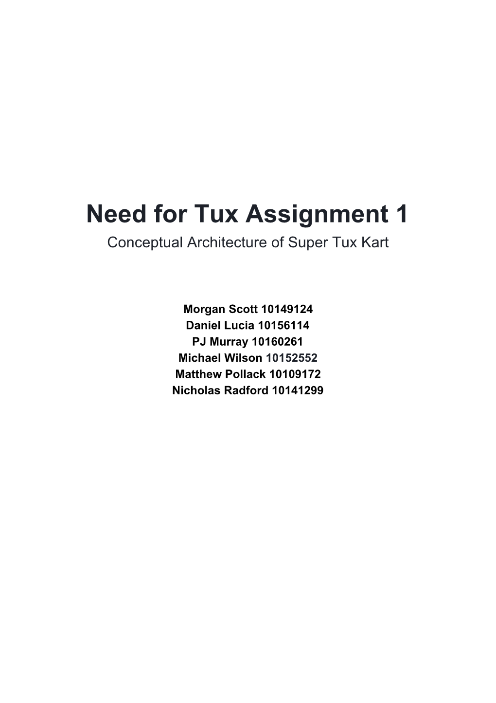 Need for Tux Assignment 1 Conceptual Architecture of Super Tux Kart