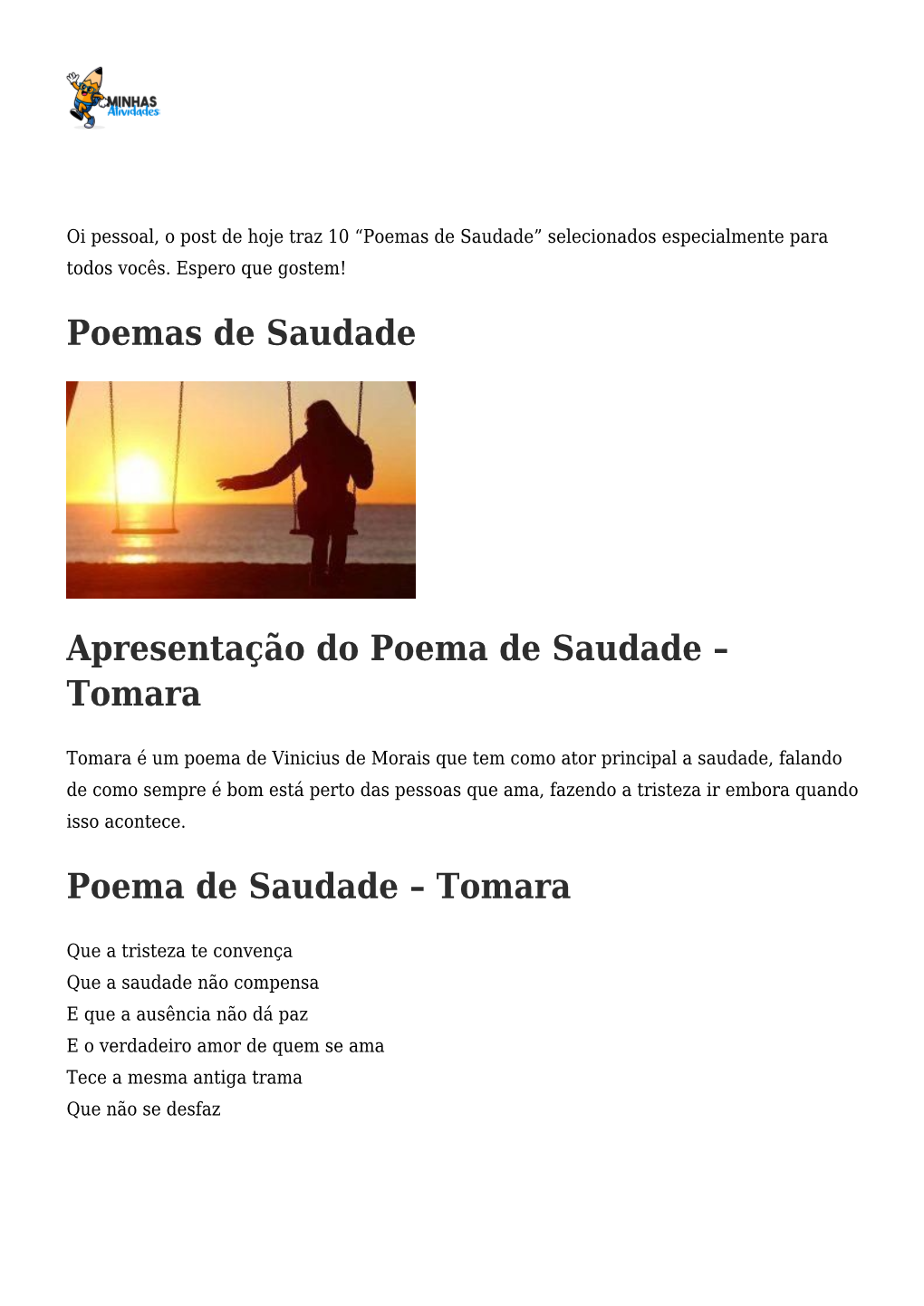 Poema De Saudade – Tomara