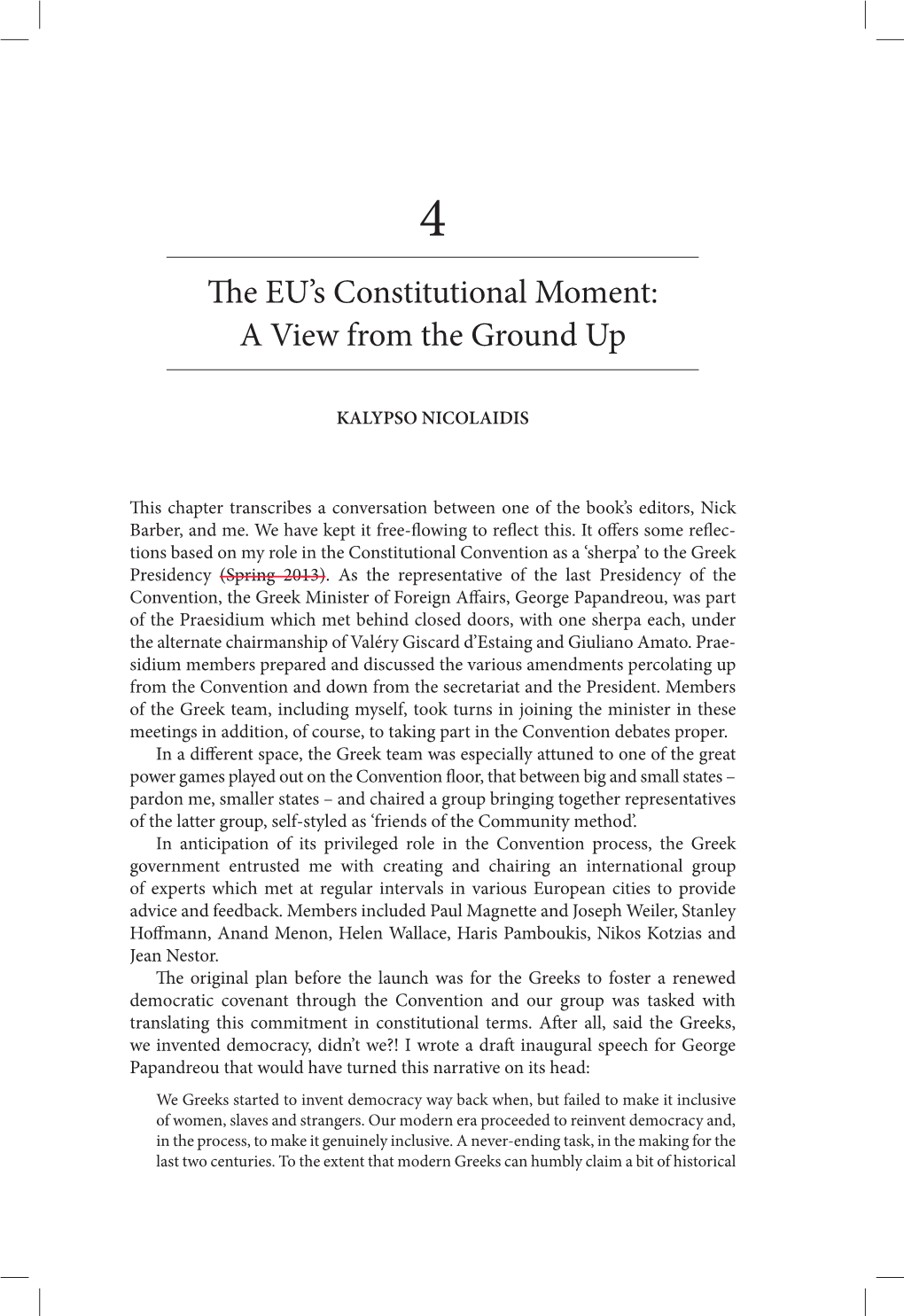 The EU ' S Constitutional Moment: a View from the Ground Up