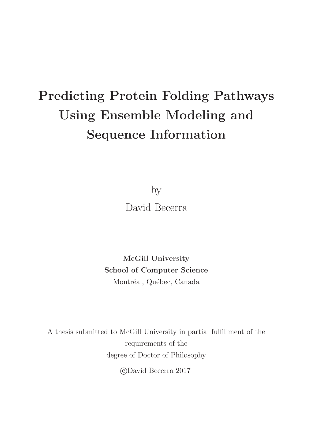 Predicting Protein Folding Pathways Using Ensemble Modeling and Sequence Information