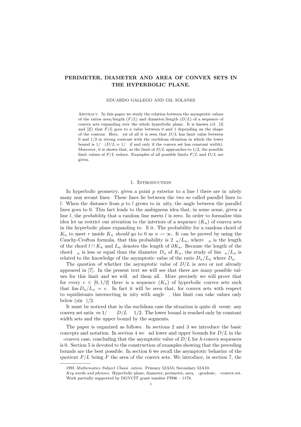 Perimeter, Diameter and Area of Convex Sets in the Hyperbolic Plane