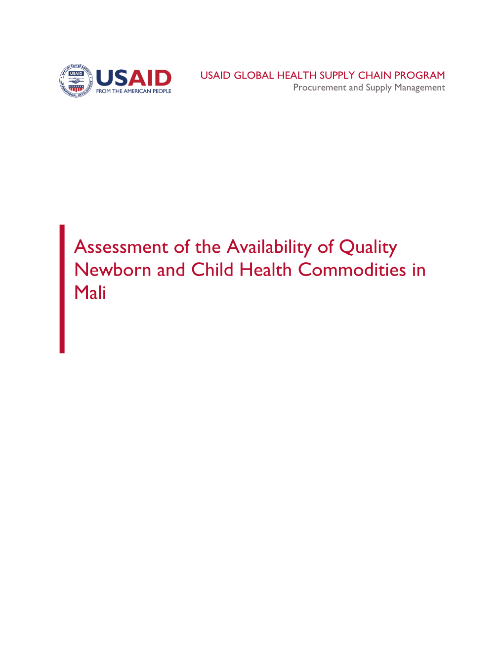 Mali NBCH Supply Chain Assessment Report