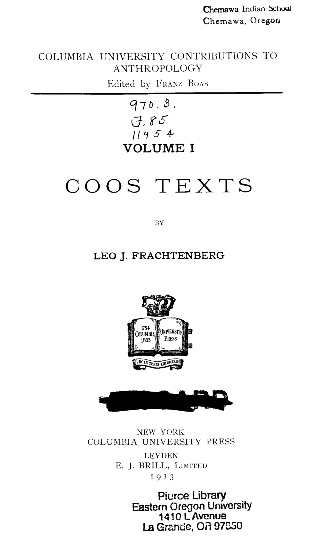 Coos Texts, 1913