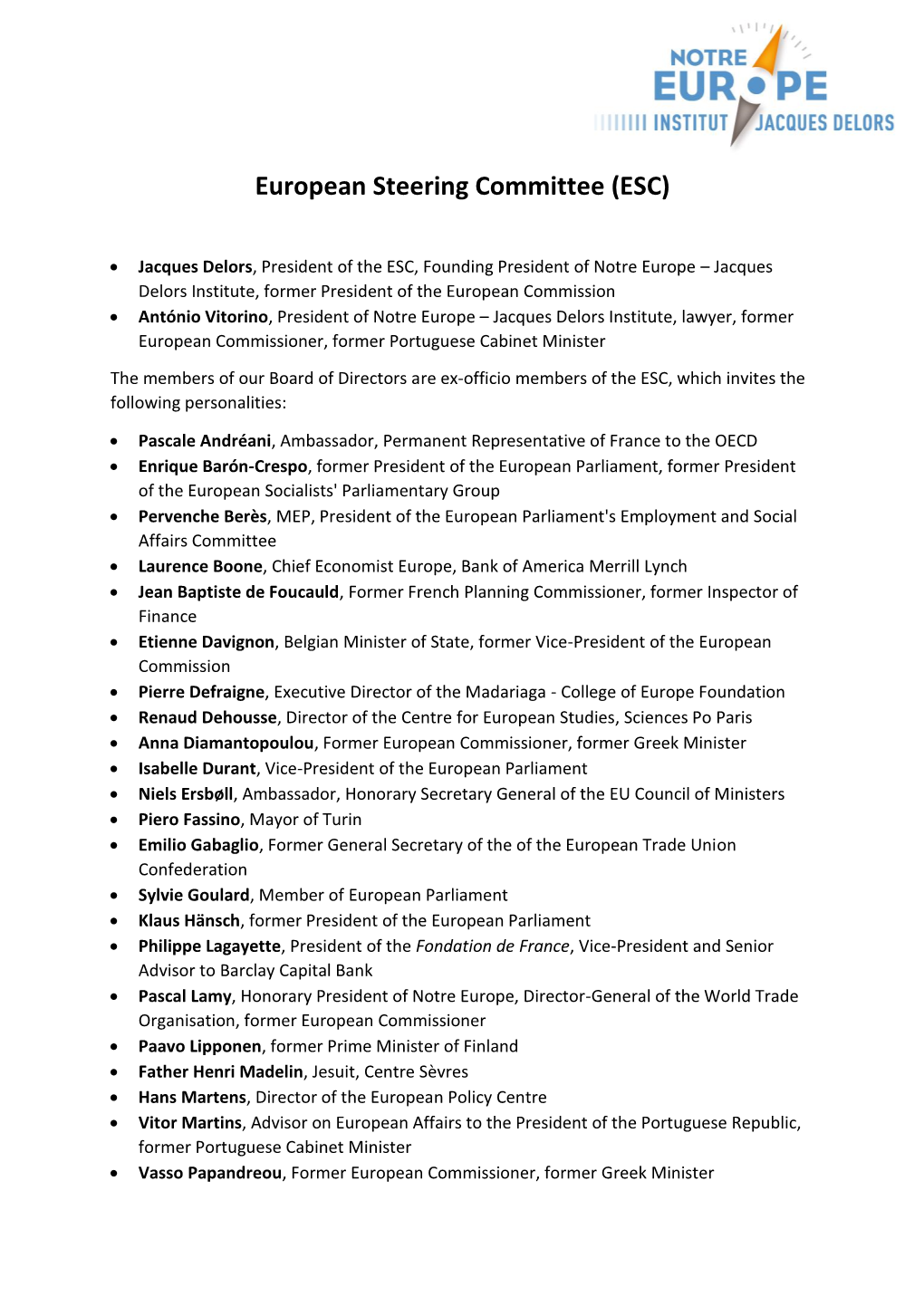 European Steering Committee (ESC)