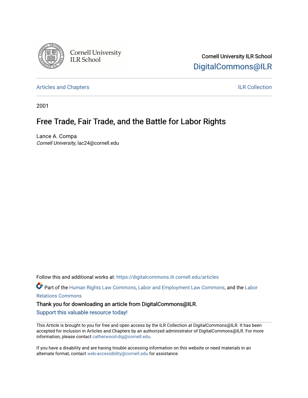 Free Trade, Fair Trade, and the Battle for Labor Rights