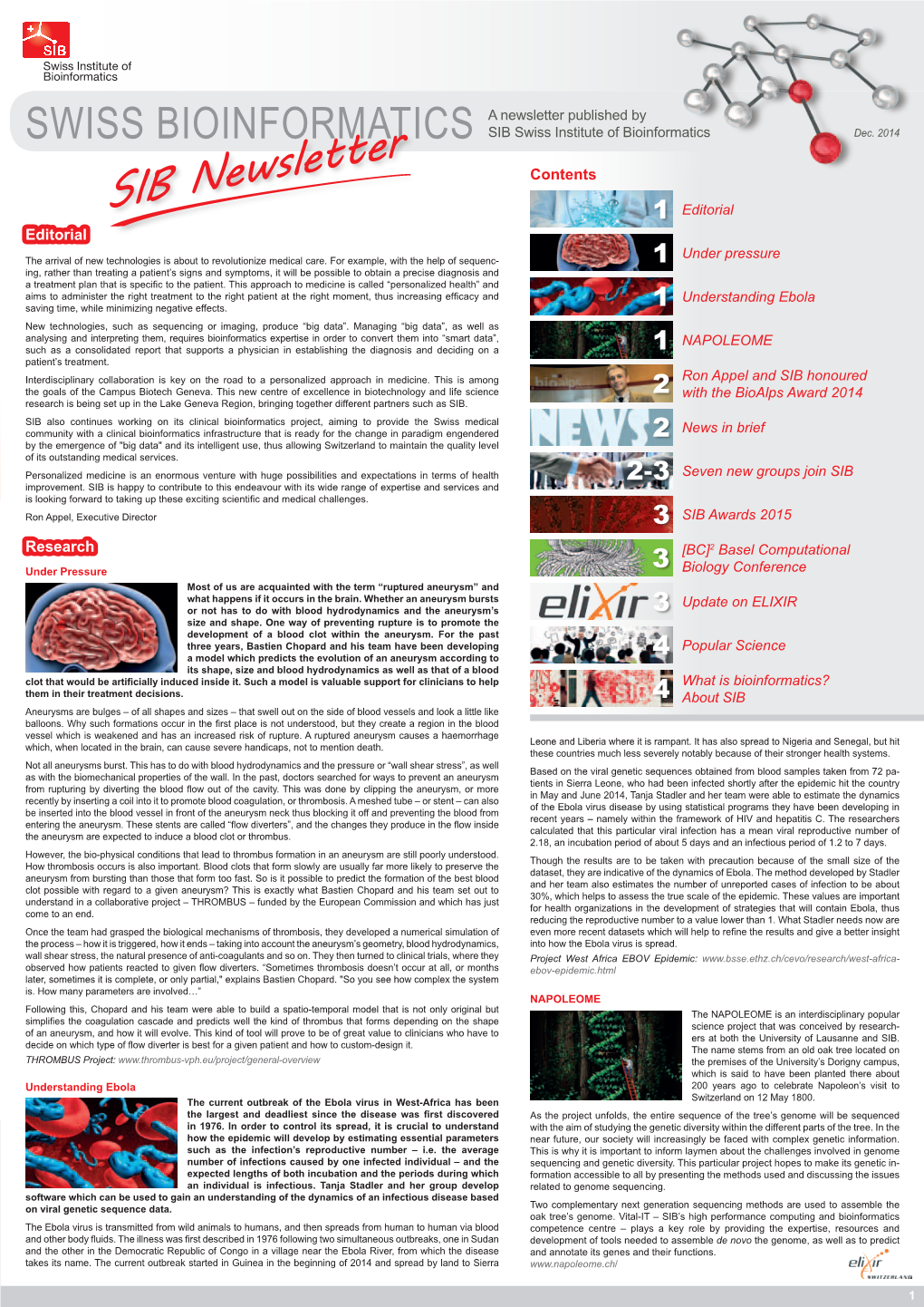 SIB Newsletter Editorial of Scientific and Technical Training