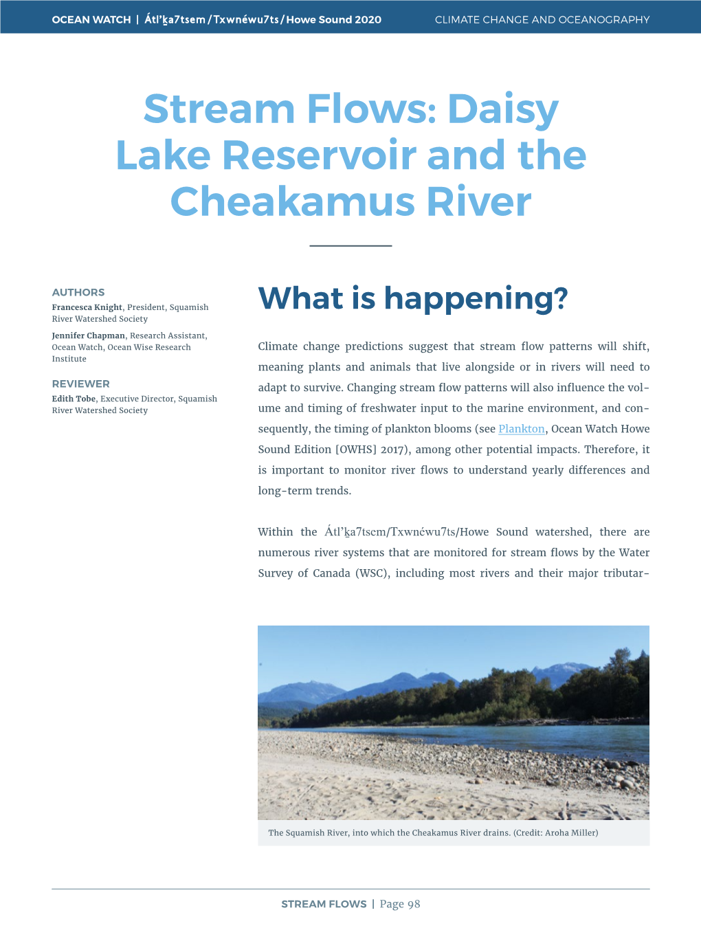 Stream Flows: Daisy Lake Reservoir and the Cheakamus River