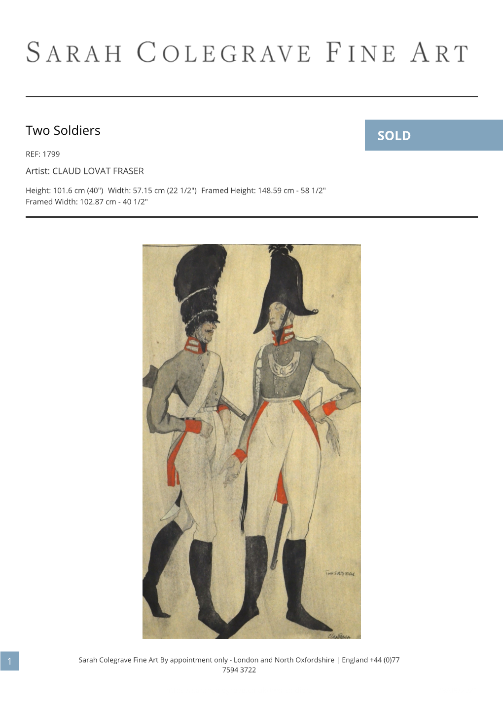 Two Soldiers SOLD REF: 1799 Artist: CLAUD LOVAT FRASER
