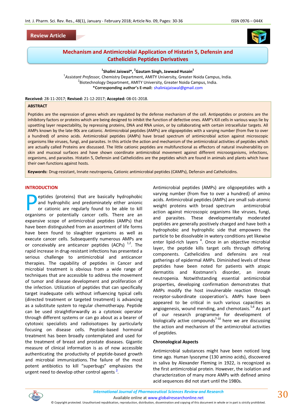 Mechanism and Antimicrobial Application of Histatin 5, Defensin and Cathelicidin Peptides Derivatives Review Article