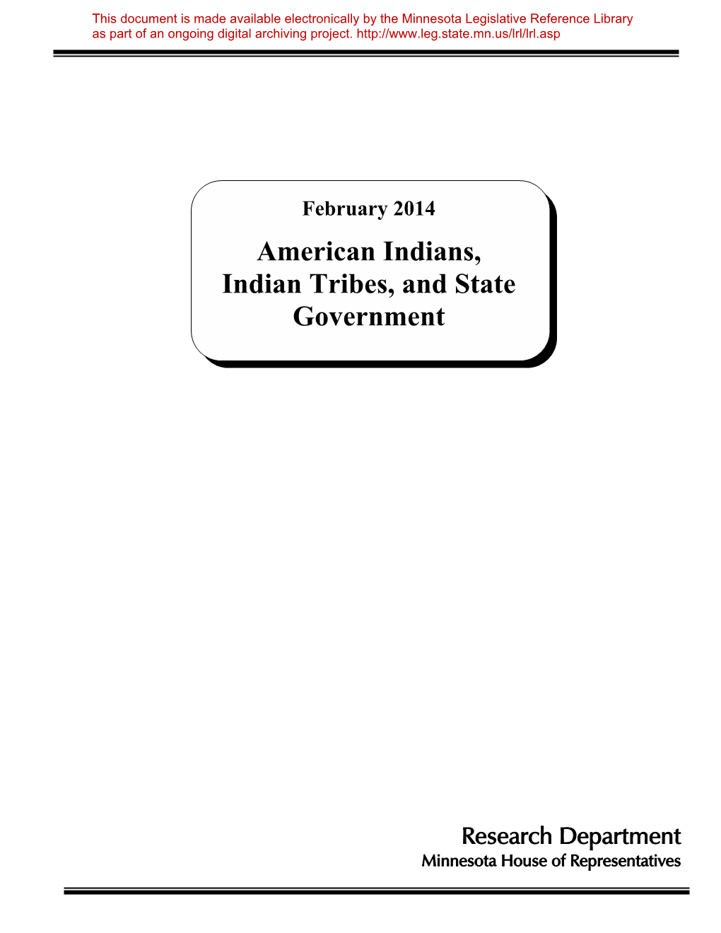 American Indians, Indian Tribes, and State Government