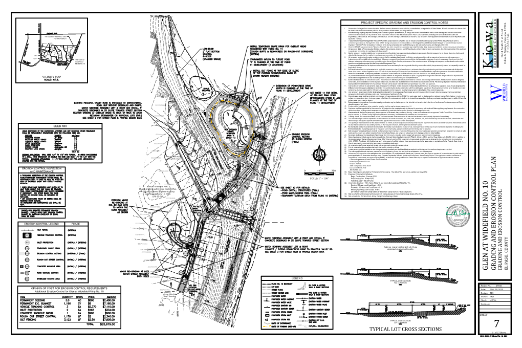 Glen at Widefield No. 10 Grading and Erosion Control Plan Grading and Erosion Control El Paso, County