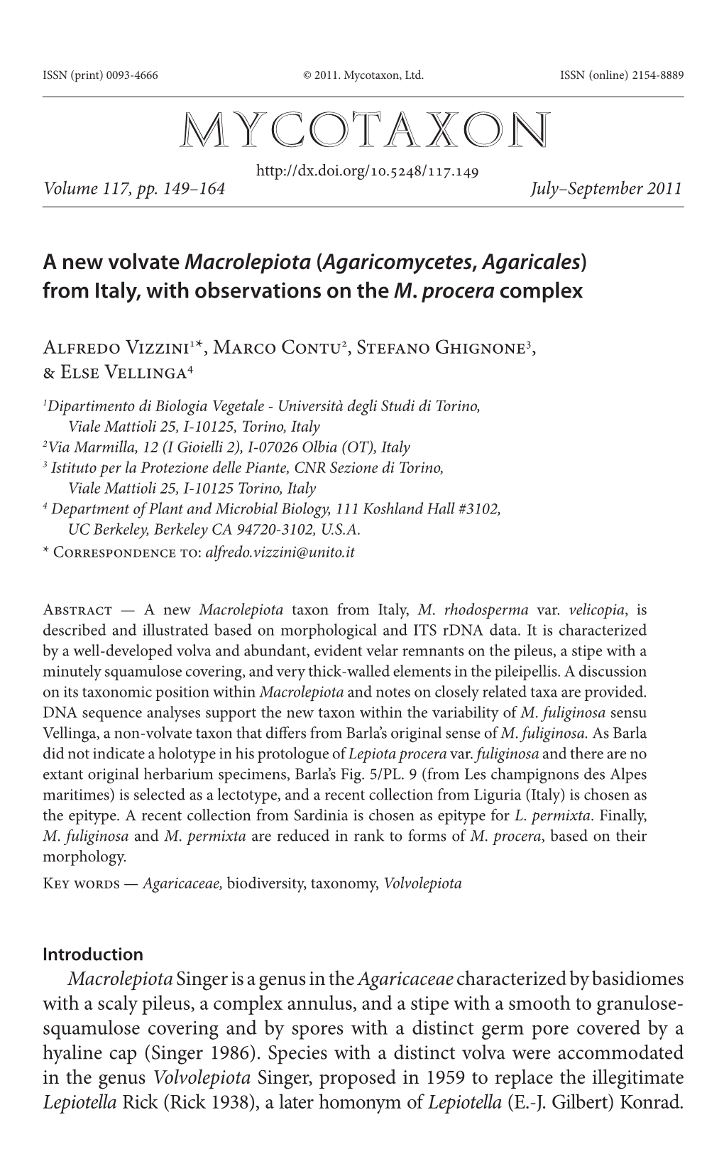 A New Volvate <I>Macrolepiota</I>