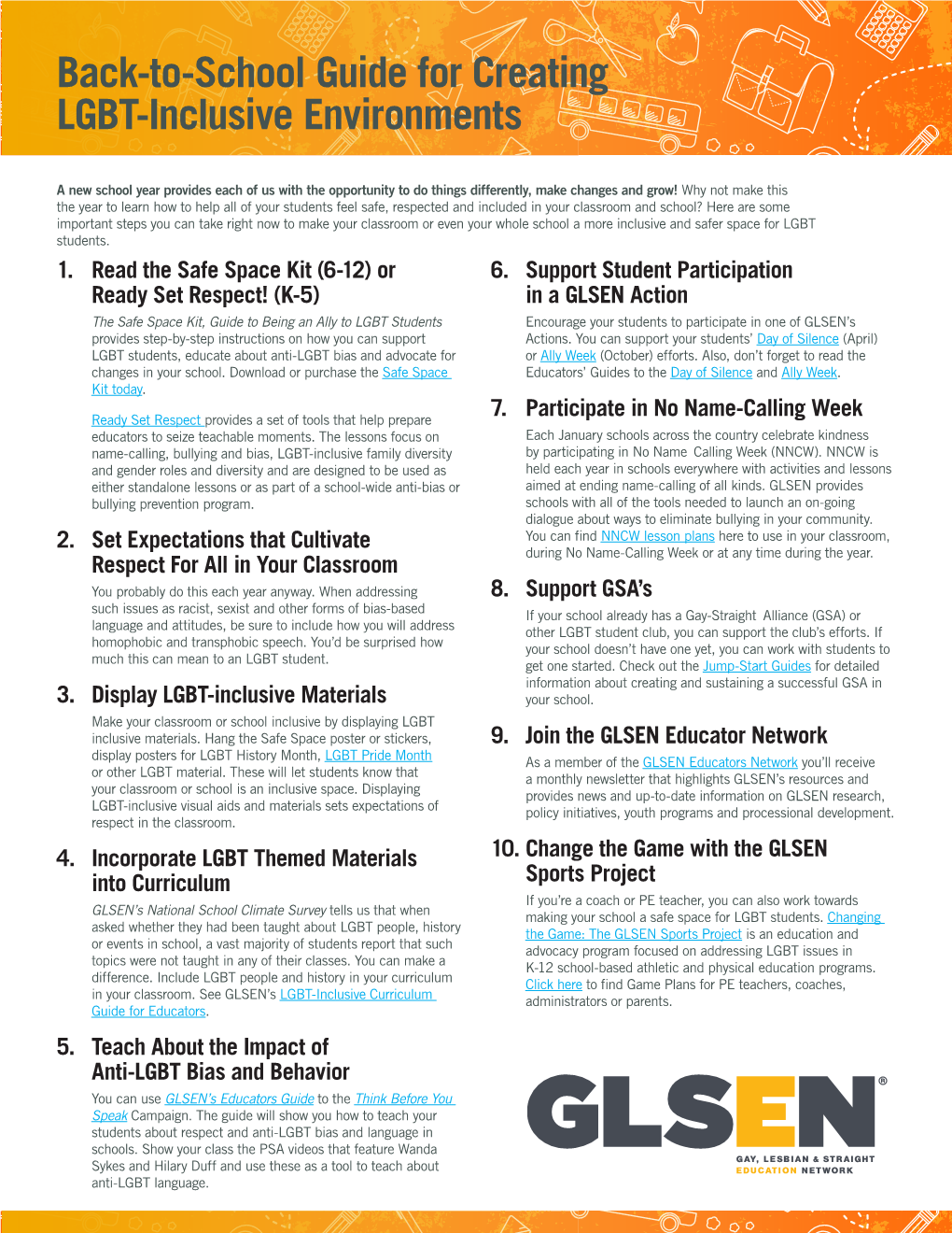 Back-To-School Guide for Creating LGBT-Inclusive Environments