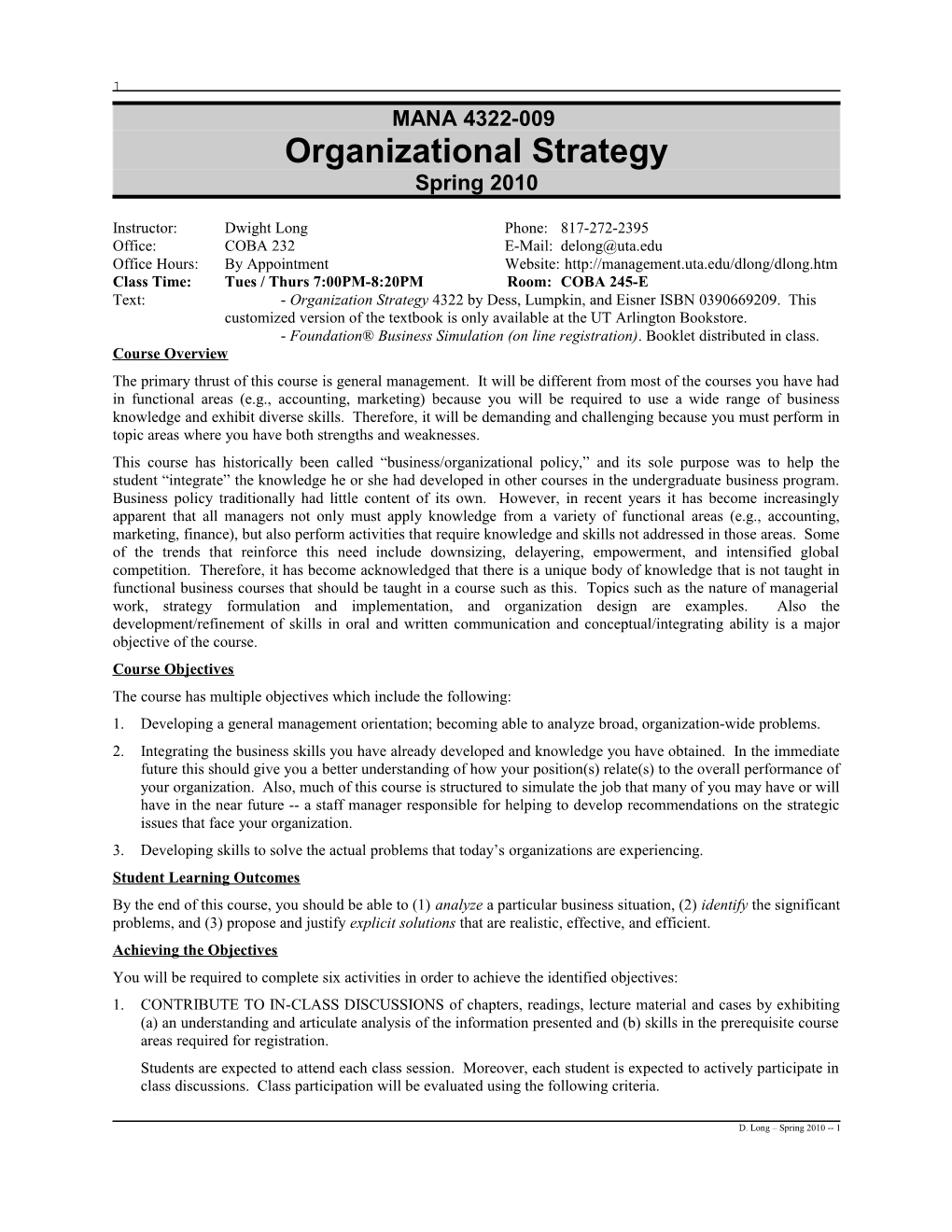 Organizational Strategy