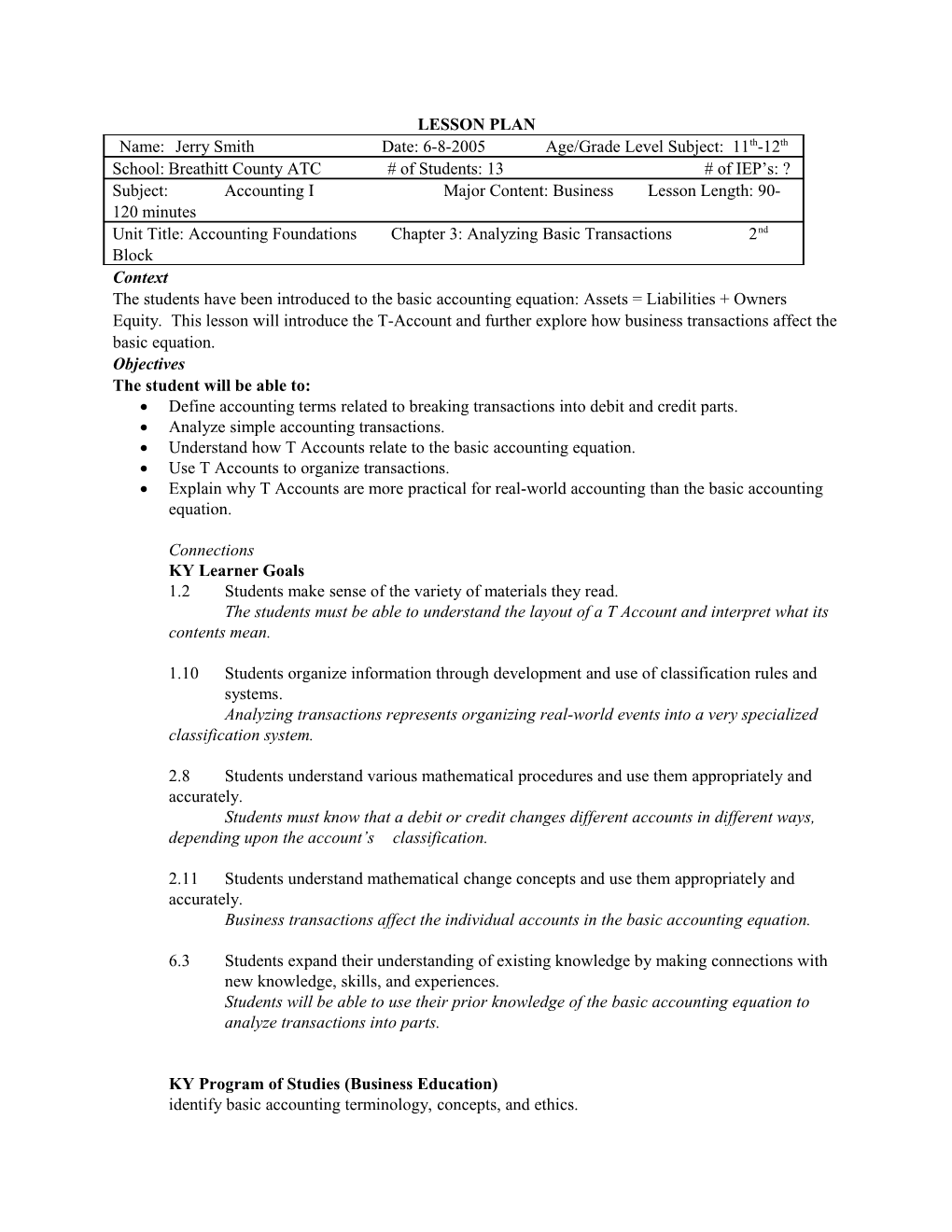 Lesson Plan Format s5