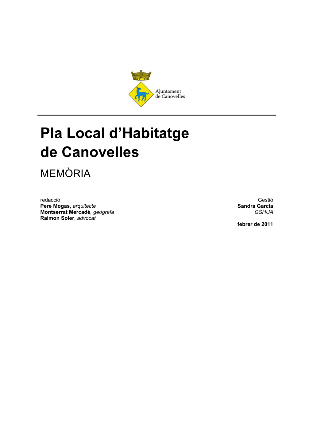 Pla Local D'habitatge De Canovelles