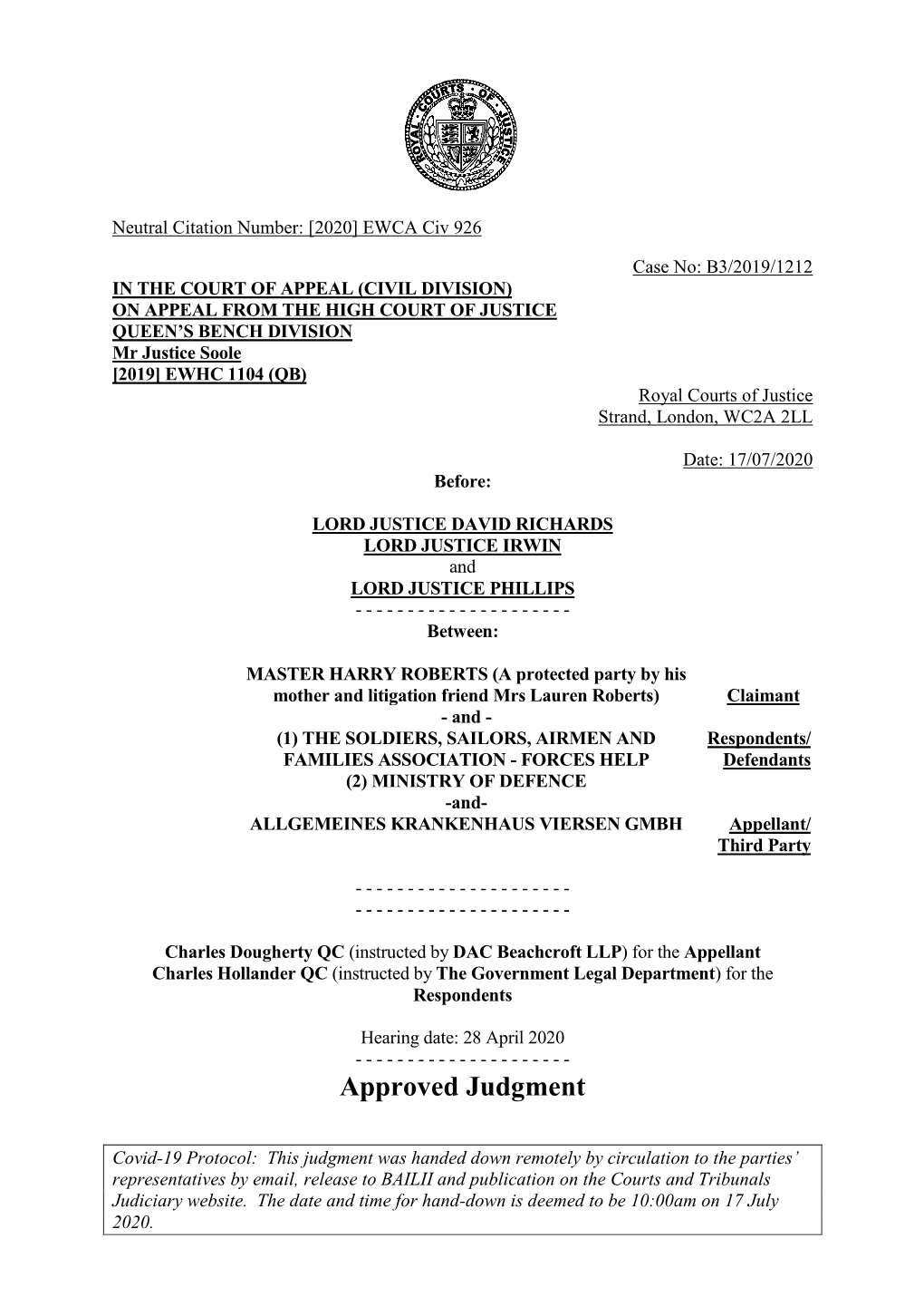 Court of Appeal Judgment Template