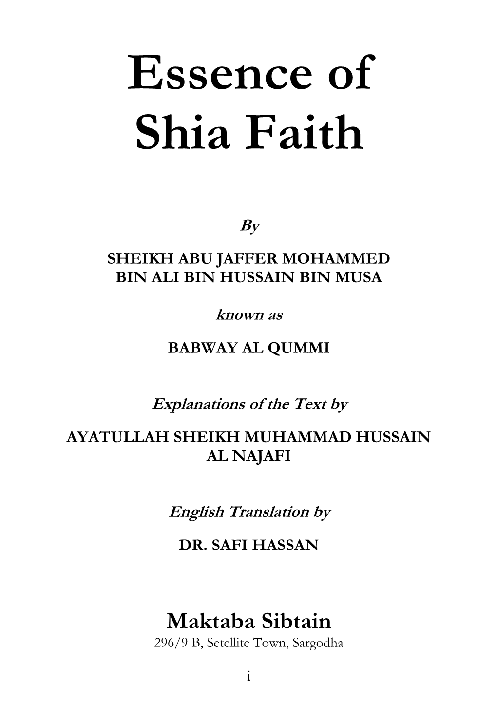 Essence of Shia Faith