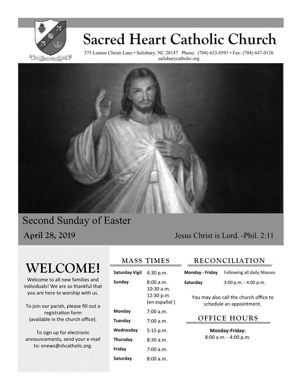 Second Sunday of Easter April 28, 2019 Jesus Christ Is Lord