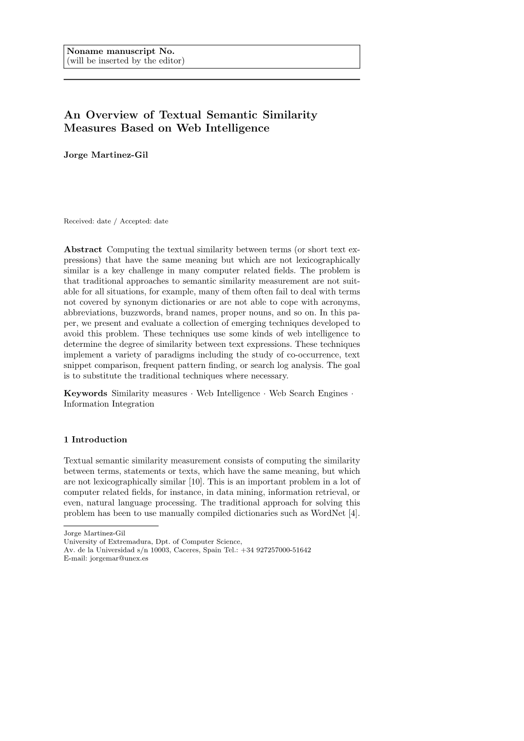 Semantic Similarity Measures Based on Web Intelligence