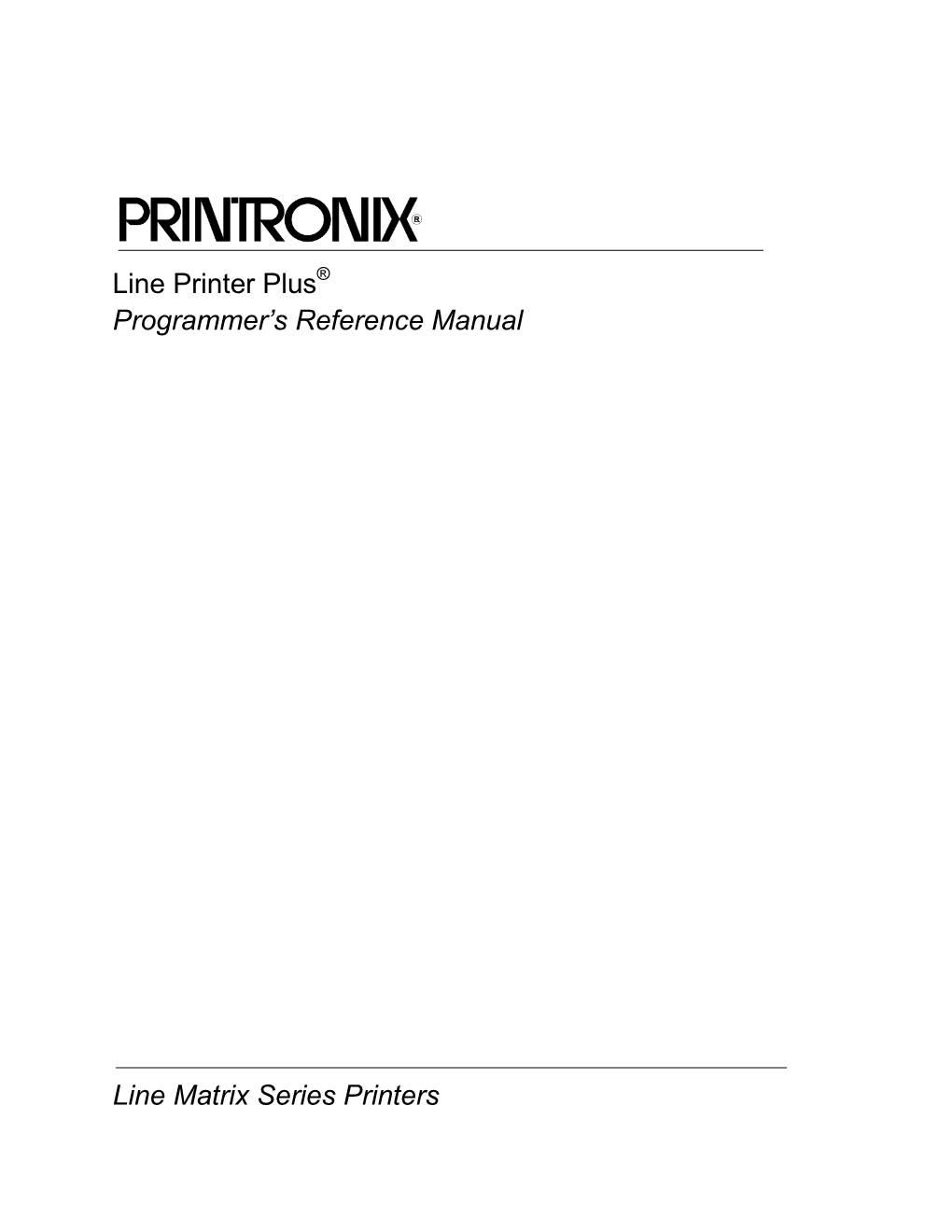 Line Printer Plus Programmer's Reference Manual Line Matrix