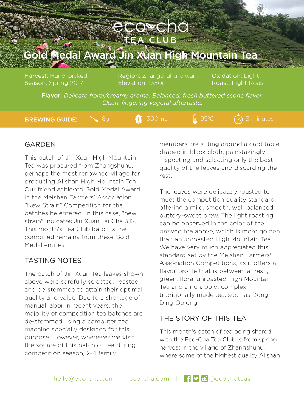 Gold Medal Award Jin Xuan High Mountain Tea