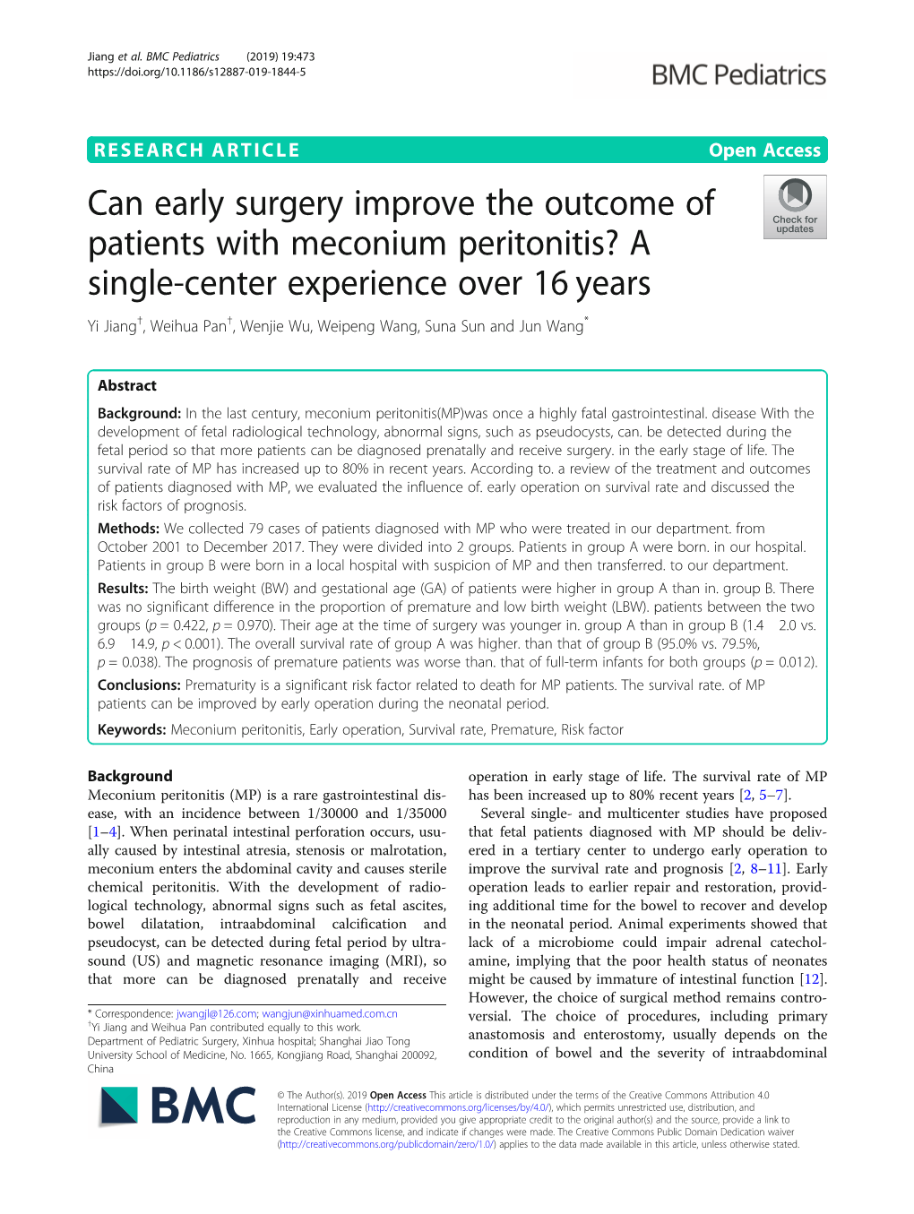 Can Early Surgery Improve the Outcome of Patients with Meconium