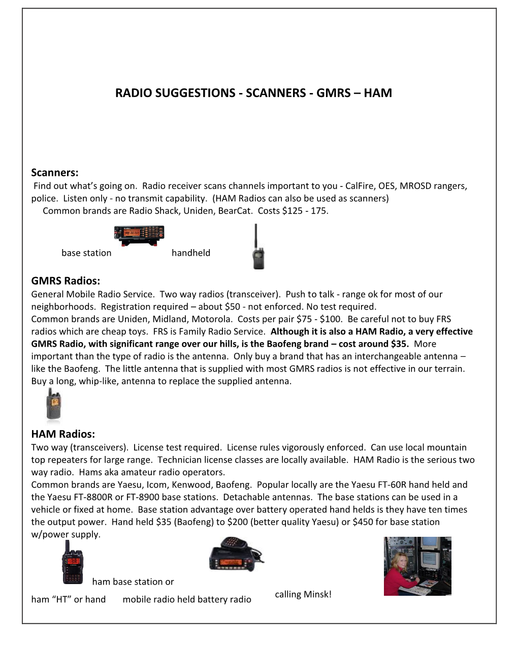 Radio Suggestions - Scanners - Gmrs – Ham