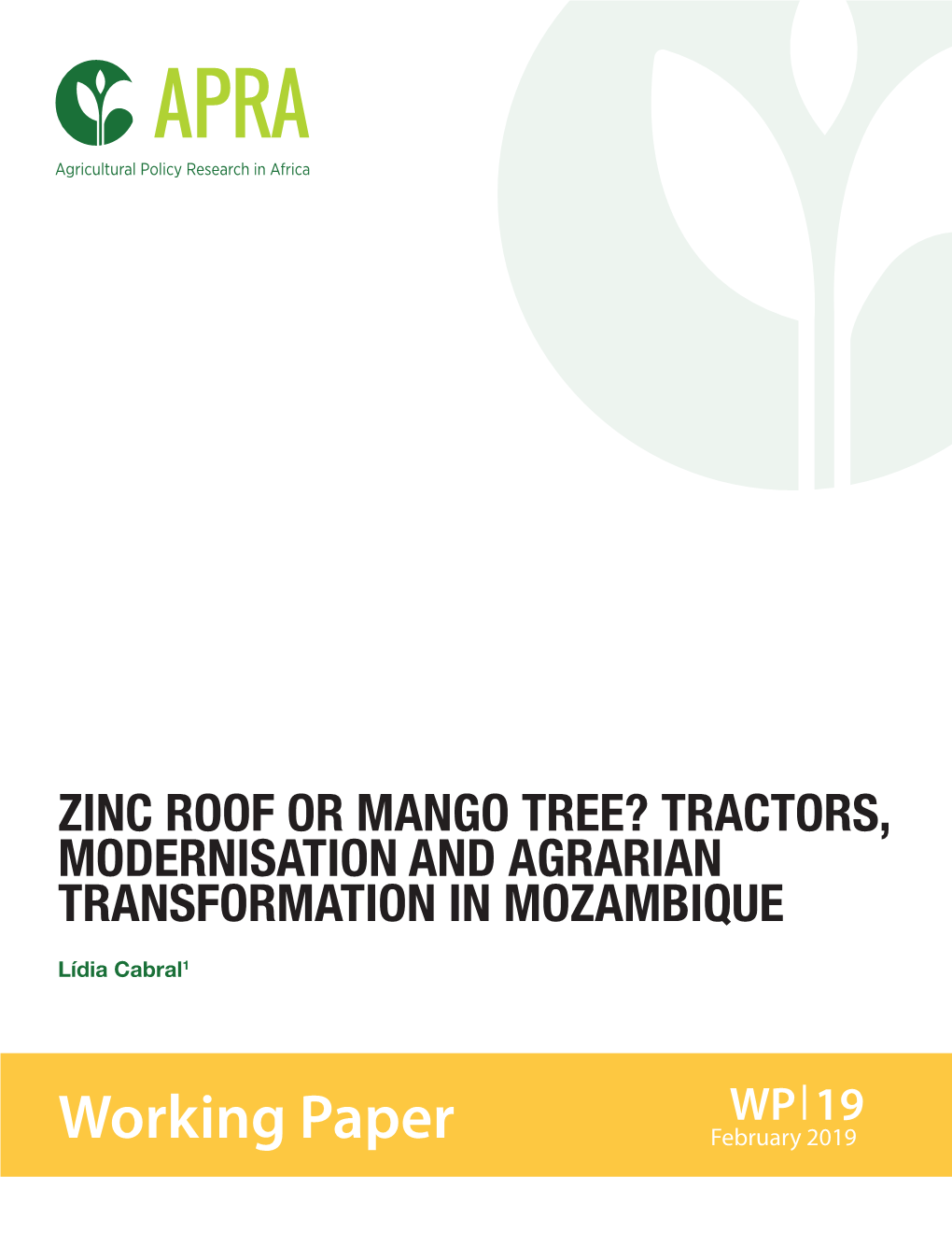 Tractors, Modernisation and Agrarian Transformation in Mozambique