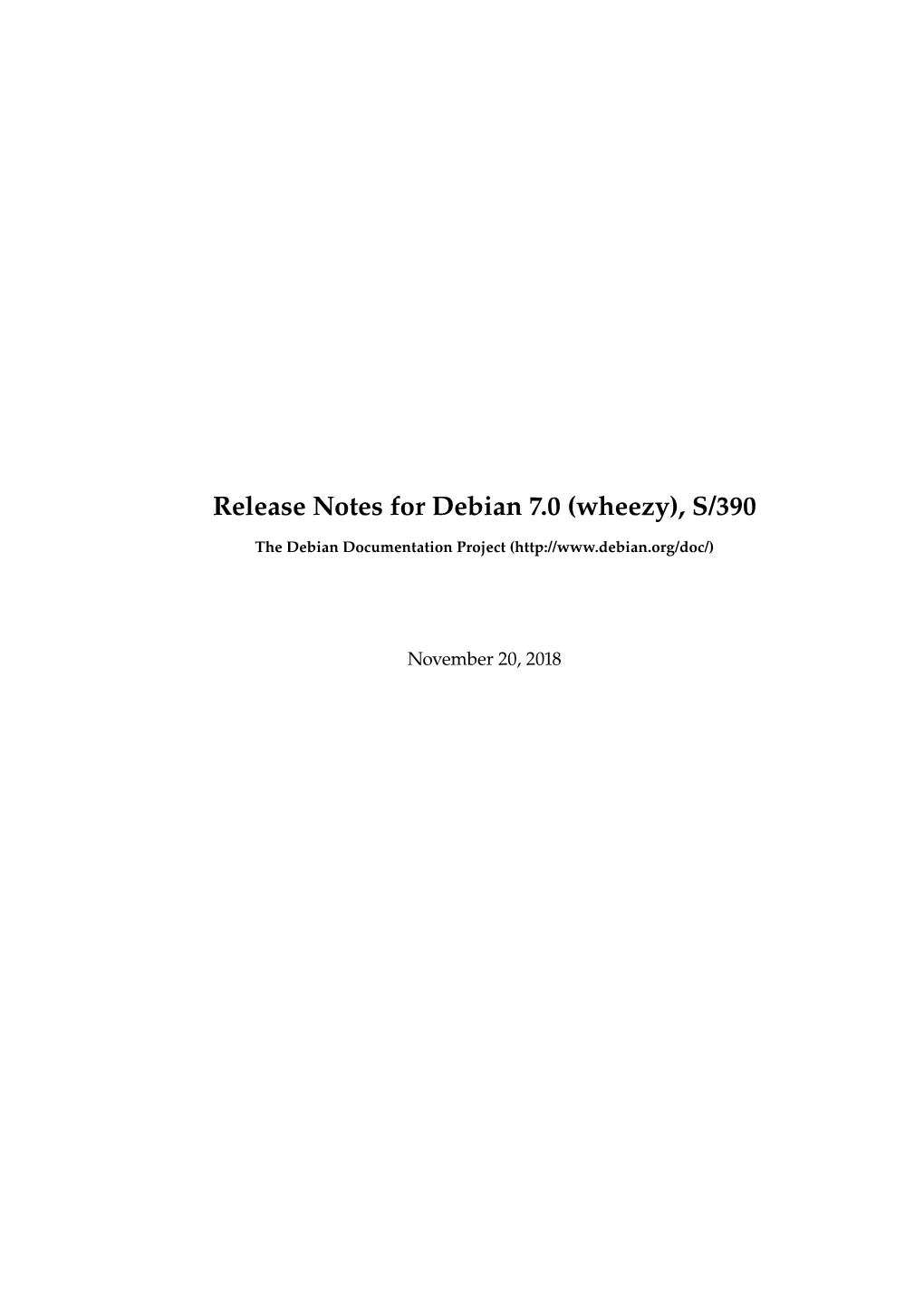 Release Notes for Debian 7.0 (Wheezy), S/390