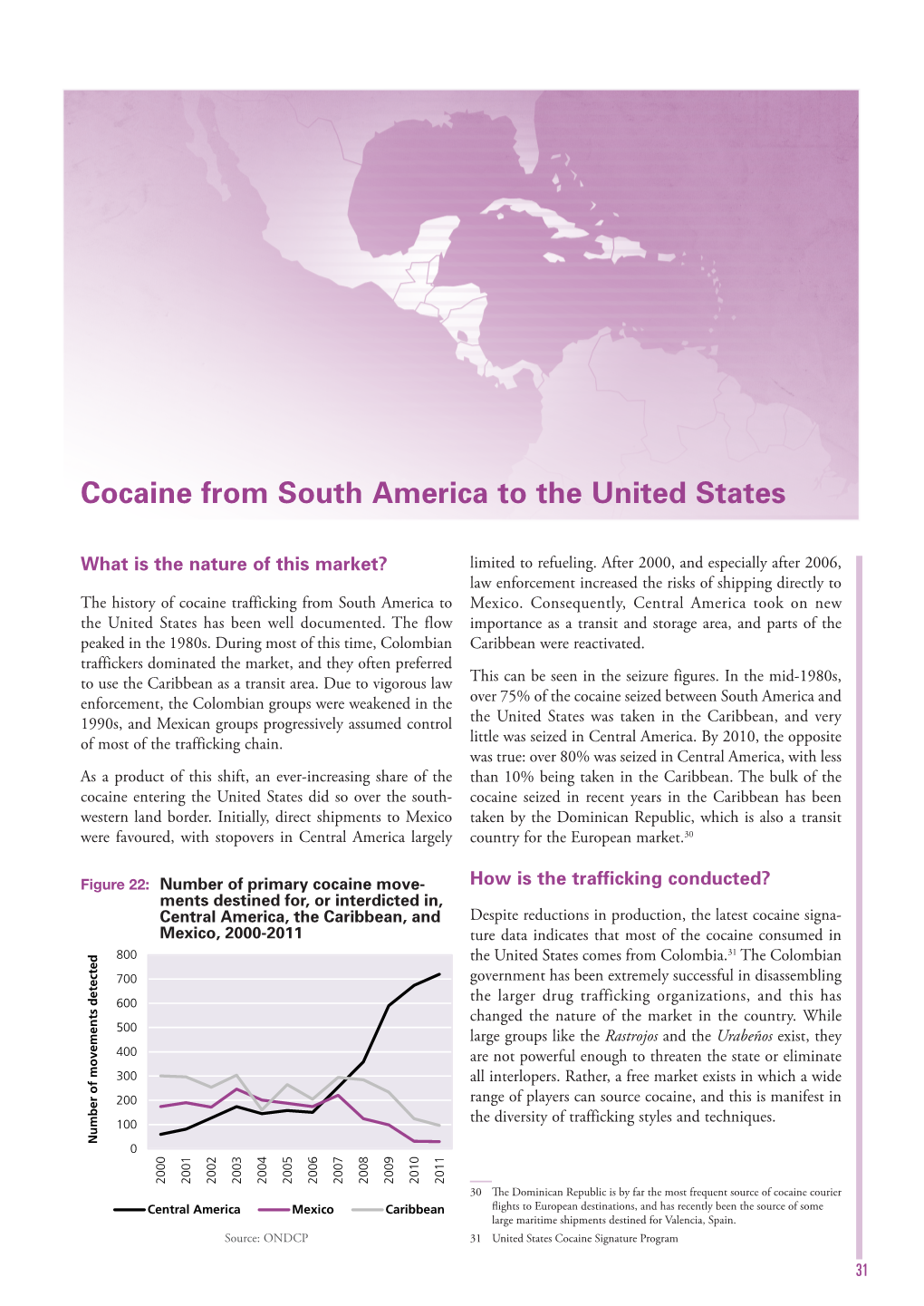 Cocaine from South America to the United States