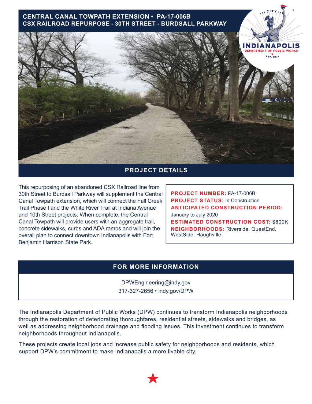 Central Canal Towpath Extension • Pa-17-006B Csx Railroad Repurpose - 30Th Street - Burdsall Parkway