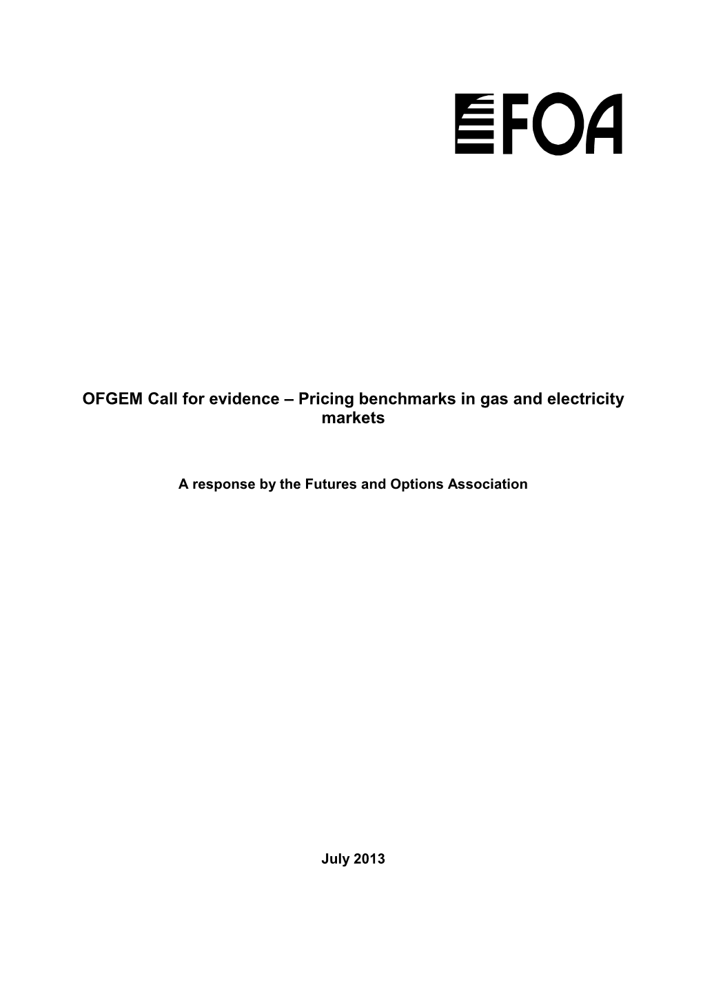 Pricing Benchmarks in Gas and Electricity Markets