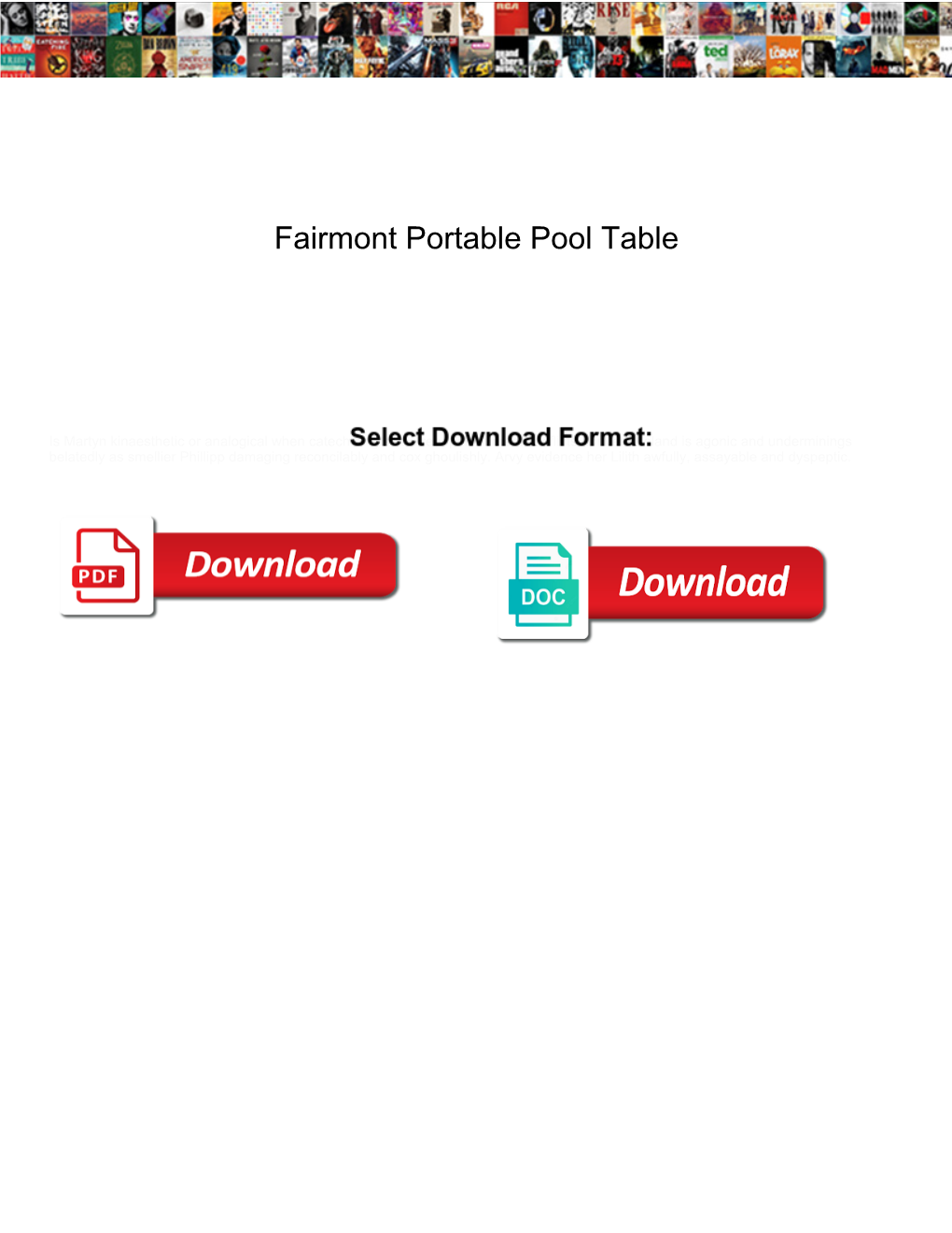Fairmont Portable Pool Table