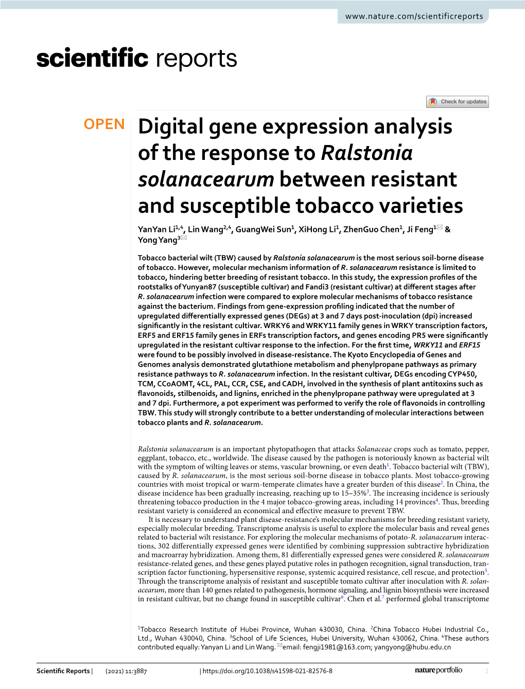 Digital Gene Expression Analysis of the Response to Ralstonia