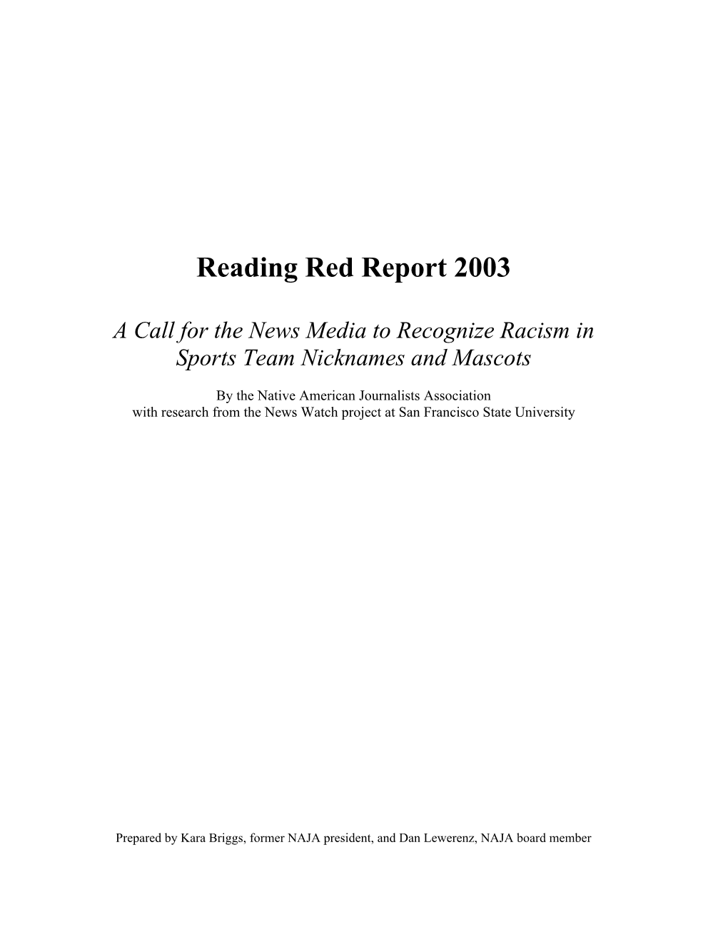 Reading Red Report 2003