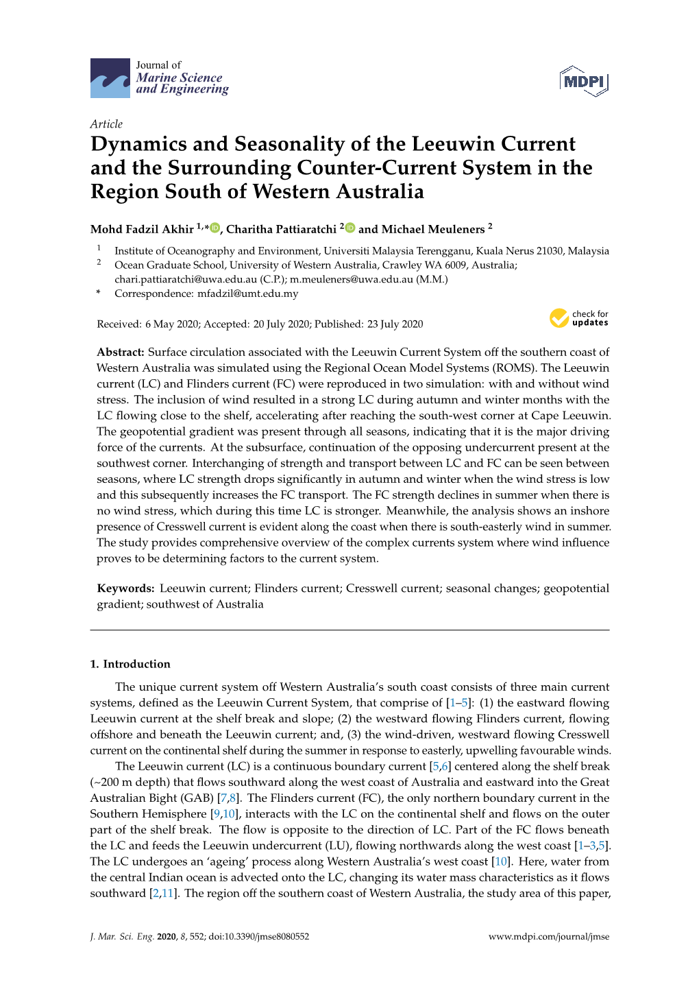 Dynamics and Seasonality of the Leeuwin Current and the Surrounding Counter-Current System in the Region South of Western Australia