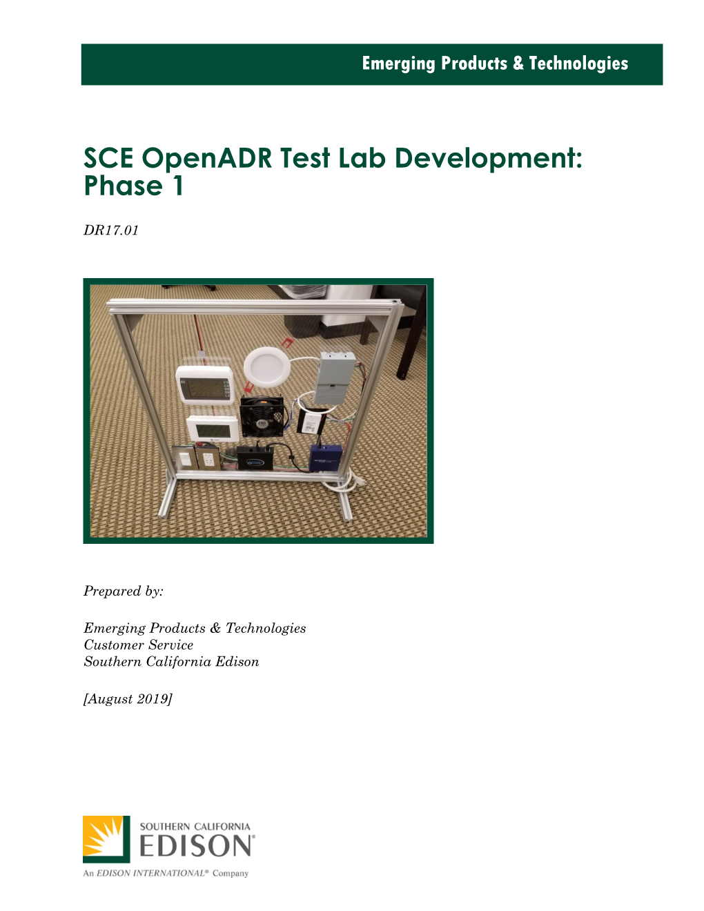 Emerging Products & Technologies SCE Openadr Test Lab