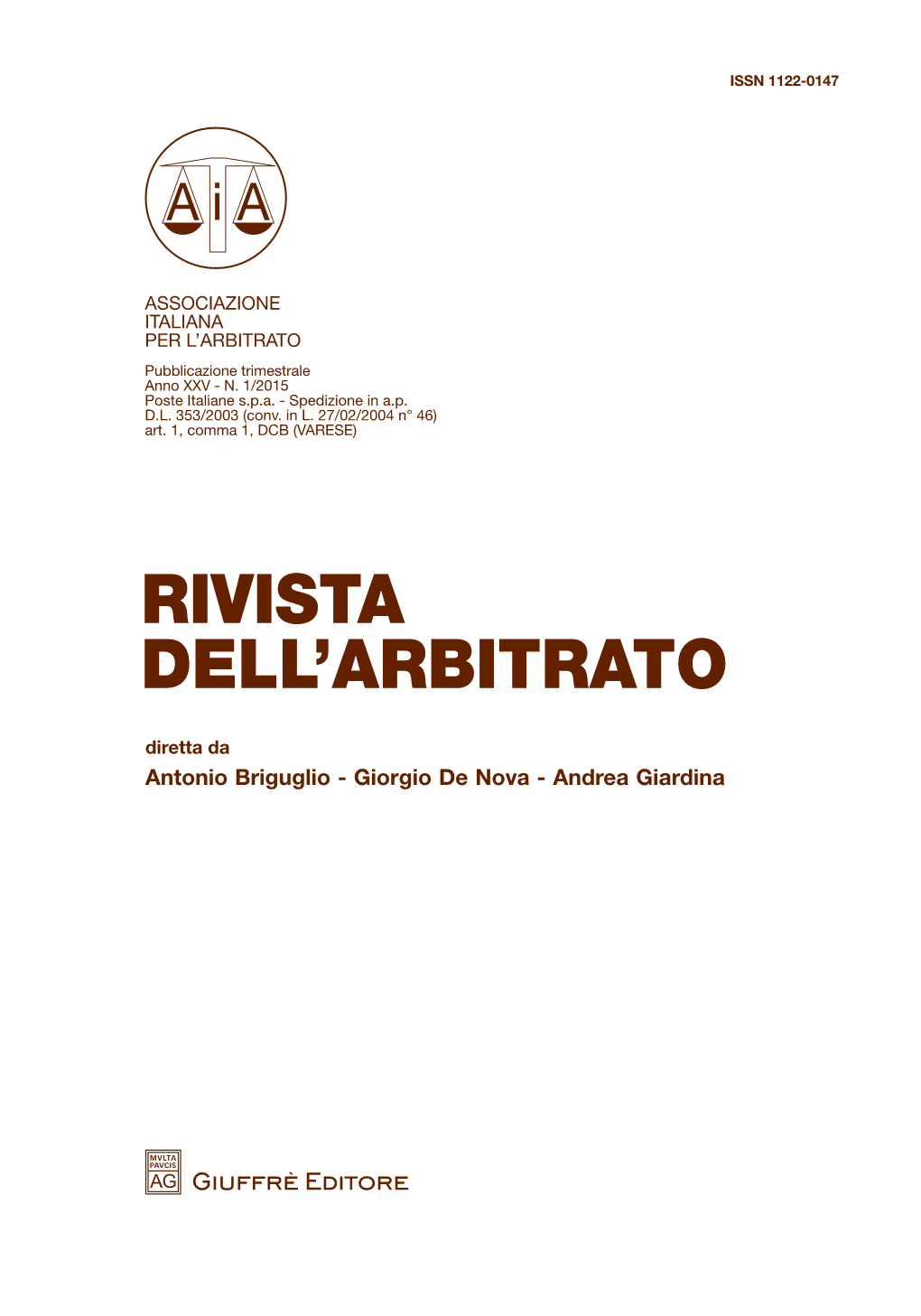 Rivista Dell'arbitrato 1-15