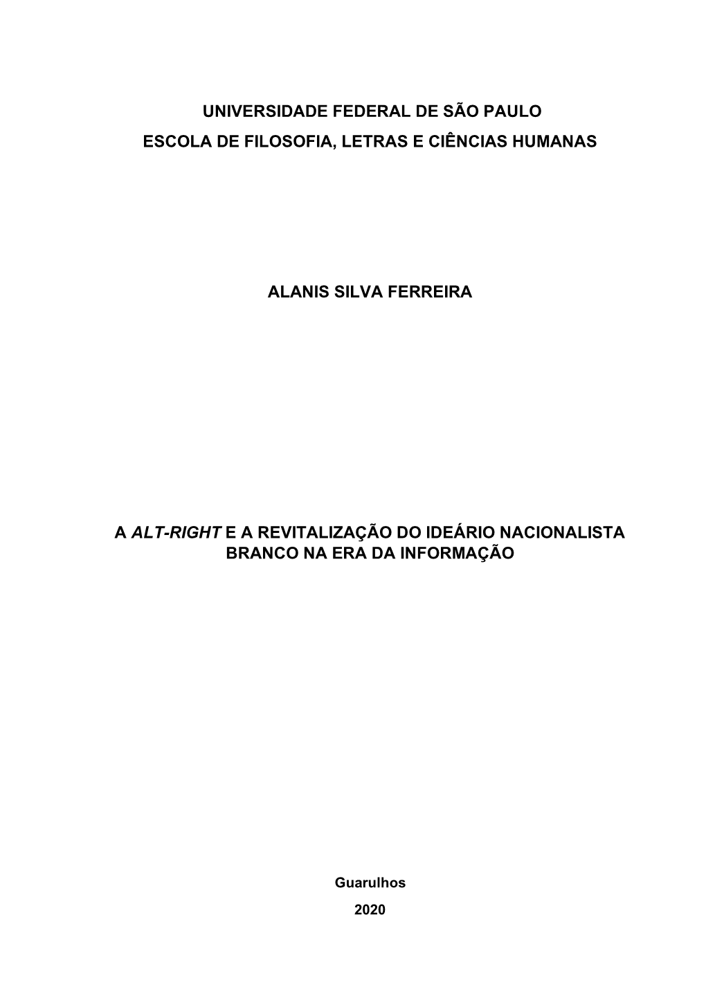 Universidade Federal De São Paulo Escola De Filosofia, Letras E Ciências Humanas