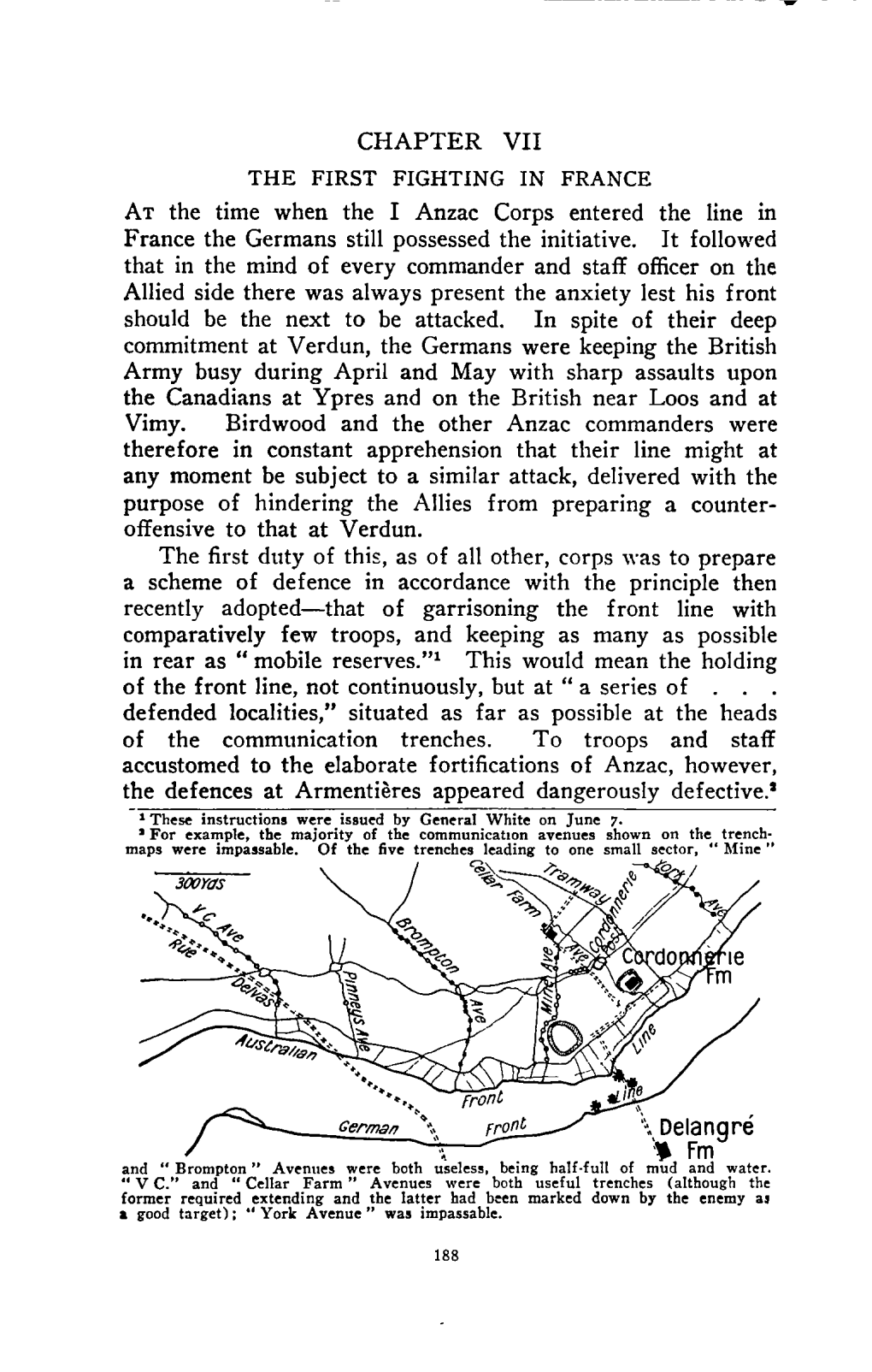 CHAPTER VI1 at the Time When the I Anzac Corps Entered the Line In