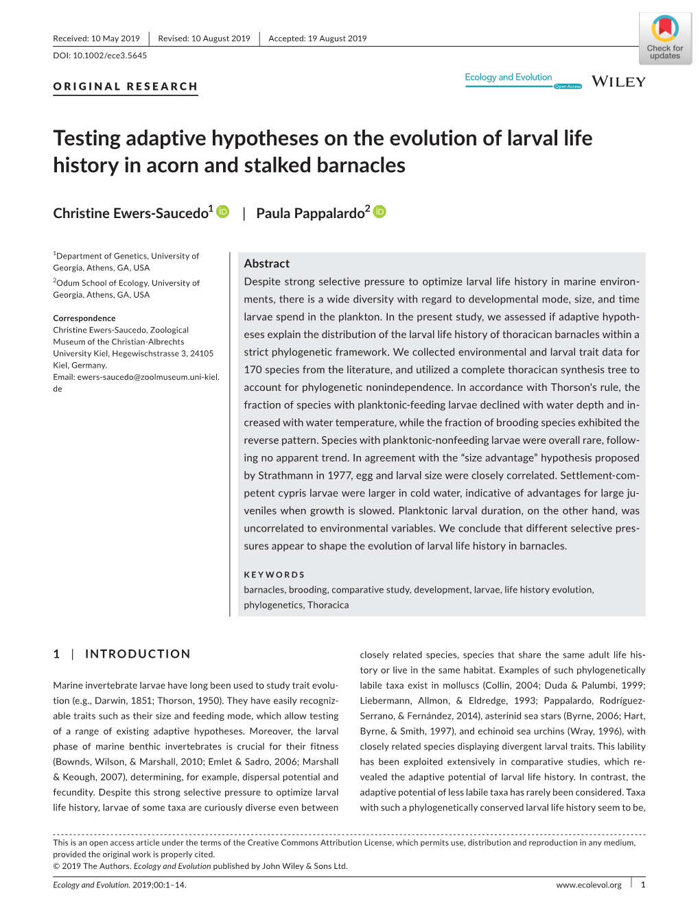 Testing Adaptive Hypotheses on the Evolution of Larval Life History in Acorn and Stalked Barnacles